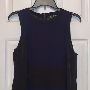 Sam Edelman Navy and Black Sleeveless High Low Zip Back Dress